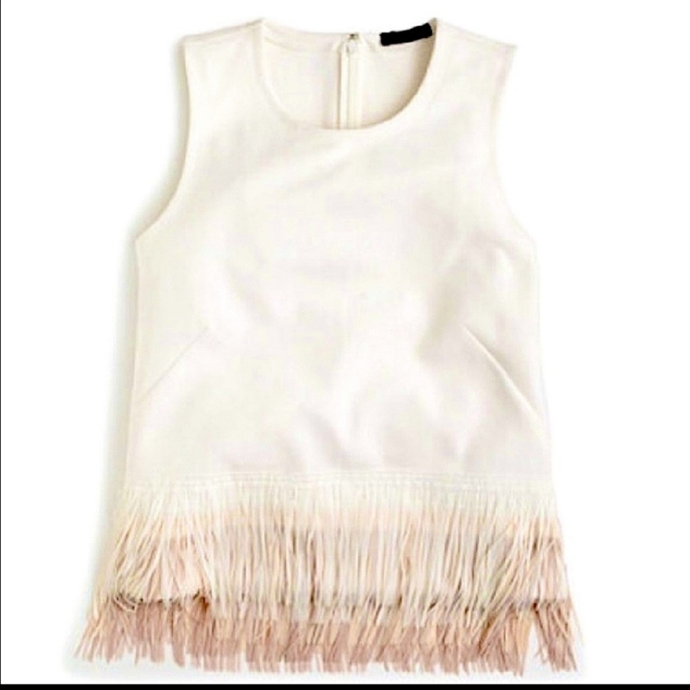 J. Crew Ivory Fun Fringe tank